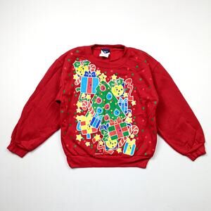 Vintage Honors Sweatshirt Unisex Children's Size 6 Red Christmas Tree
